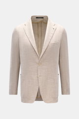 Tagliatore Sakko 'Monte Carlo' beige meliert, frontal fotografiert, Unconstructed Design, Slim Fit, Woll-Baumwoll-Seide-Mix, zwei Knöpfe, fallendes Revers, Brust- und Hüfttaschen, weiche Struktur.