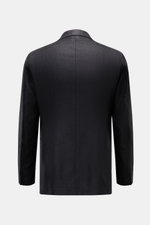 Tagliatore Sakko 'Monte Carlo' schwarz, Rückansicht, Slim Fit, tailliert, Mix aus Seide und Schurwolle, feines Strukturgewebe, Unconstructed Design, Seitenschlitze.