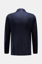 Tagliatore Seidensakko 'Vesuvio' navy in Slim Fit, Rückansicht, reine Seide, weicher Griff, markante Webstruktur, zweireihiger Drei-Knopf-Stil, Spitzrevers, halb gefüttert.