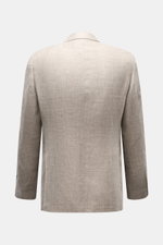 Caruso Sakko 'Aida' beige meliert in Slim Fit, Rückansicht mit tonaler Fischgratstruktur aus Leinen-Wolle-Mix, tailliert und halb gefüttert.