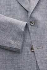 Close-up view of the Zegna Smart-casual jacket 'Riviera' dark navy/white mottled showing the fine weave, buttons, and sleeve cuff details.

Description: <p>The smart-casual jacket 'Riviera' by ZEGNA made of linen and wool with silk content has a comfortab