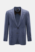 Front view of Zegna Smart-casual jacket 'Atelier' navy/smoky blue checked with slim fit, two-button style, and classic glen check pattern.

<p>A statement piece for the most discerning tastes: The 'Atelier' smart-casual jacket by <span class="hover:entity