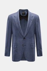 Front view of Zegna Smart-casual jacket 'Atelier' navy/smoky blue checked with slim fit, two-button style, and classic glen check pattern.

<p>A statement piece for the most discerning tastes: The 'Atelier' smart-casual jacket by <span class="hover:entity