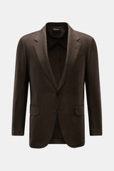Front view of Zegna Smart-casual jacket dark brown in cashmere, silk, and linen blend with two-button, step lapel, and flap pockets.

Description:  
<p>The two-button smart-casual jacket by ZEGNA made of cashmere and silk with linen content embodies Itali
