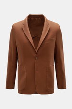 Percival Sakko 'Tailored Linen' braun, frontale Ansicht, Slim Fit Sakko aus Leinen-Baumwoll-Mix mit fallendem Revers, Brusttasche, Hüfttaschen, Knopfärmel, Seitenschlitzen, halb gefüttert und zwei Innentaschen.
