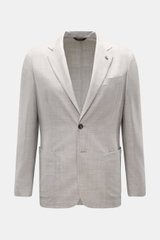 Colombo Cashmere Sakko 'Robert' hellgrau meliert, Slim Fit, leichter reiner 4.0 Cashmere, fallendes Revers, zwei Knöpfe, Brust- und Hüfttaschen, frontal fotografiert.