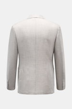 Colombo Cashmere Sakko 'Robert' hellgrau meliert, Slim Fit, leichter 4.0 Cashmere, Rückansicht mit Seitenschlitzen, halb gefüttert, unfertige Ärmel.