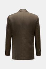 Santaniello Sakko dunkelbraun in Slim Fit, Baumwolle-Leinen-Mix mit unconstructed Design, Rückansicht mit Seitenschlitzen, weicher Griff.