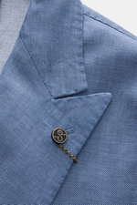 Close-up front-side view of the Santaniello Smart-casual jacket grey-blue mottled showing pointed lapel and button details.

Description: <p>Classic elegance for the new season: This double-breasted smart-casual jacket by SANTANIELLO in fine wool with lin