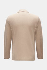 Beige Harris Wharf London Blazer aus reiner Loro Piana Baumwolle, Slim Fit, feine Waffelstruktur, Rückansicht, taillierter Zwei-Knopf-Stil.