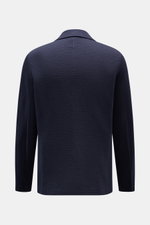 Harris Wharf London Seersucker-Blazer navy, Rückansicht, slim fit, ungefüttert, Baumwoll-Mix, Seersucker, fallendes Revers, zwei Innentaschen.