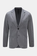 Harris Wharf London Seersucker-Blazer dark navy/hellgrau gestreift, frontale Ansicht, Slim Fit, ungefüttert, zwei Knöpfe, Brust- und Hüfttaschen, Baumwoll-Mix.