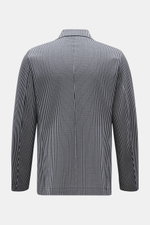 Hinteransicht des Harris Wharf London Seersucker-Blazer dark navy/hellgrau gestreift, Slim Fit, ungefüttert, Baumwoll-Mix, zwei Innentaschen.