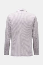 Harris Wharf London Seersucker-Blazer grau/weiß gestreift, sportiver Slim Fit, ungefüttert, Baumwoll-Mix, Rückansicht, fallendes Revers, zwei Innentaschen.
