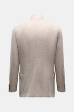 Corneliani Sakko grau/hellbraun meliert, Rückansicht, Slim Fit mit melierter Webstruktur, weicher Griff, Dreiknopf-Stil, aus Schurwoll-Mix mit Seide.
