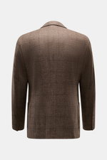Corneliani Sakko graubraun kariert in Slim Fit, halb gefüttert, aus Wolle-Cashmere, rückwärtige Perspektive, Prince-of-Wales Muster.