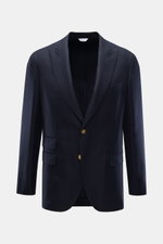 Boglioli Sakko 'K. Jacket' navy, frontale Nahaufnahme, Slim Fit, reine Wolle, Leinwandbindung, tailliert, Zwei-Knopf-Stil, Spitzrevers, Brusttasche, Hüfttaschen mit Patte, Kissing Buttons, Seitenschlitze, Unconstructed Design, zwei Innentaschen, ideal für