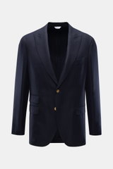 Boglioli Sakko 'K. Jacket' navy, frontale Nahaufnahme, Slim Fit, reine Wolle, Leinwandbindung, tailliert, Zwei-Knopf-Stil, Spitzrevers, Brusttasche, Hüfttaschen mit Patte, Kissing Buttons, Seitenschlitze, Unconstructed Design, zwei Innentaschen, ideal für