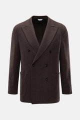 Boglioli Sakko 'K. Jacket' dunkelbraun, frontal fotografiert, aus voluminöser Wolle mit Cashmere, zweireihig, fallendes Revers, Brust- und Hüfttaschen, Kissing Buttons, Unconstructed Design.