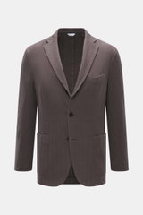 Boglioli Blazer 'K. Jacket' grey-brown shown from the front, slim fit unconstructed blazer in tonal herringbone cotton-cashmere. Ideal for business and leisure: With the simple unconstructed blazer 'K. Jacket' by BOGLIOLI made of soft cotton-cashmere blen
