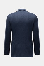 Boglioli Strickblazer navy meliert, Rückansicht, Slim Fit, Seide-Cashmere-Mix, feines Strickbild, taillierter Zwei-Knopf-Stil, Seitenschlitze, Hüfttaschen, weich, unconstructed Design.