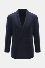 Cesare Attolini Cashmere Blazer navy shown from the front, double-breasted slim fit in pure cashmere, notched lapel, breast and patch hip pockets, unfinished cuffs. Treat yourself to luxury with CESARE ATTOLINI: This double-breasted blazer was made in Ita