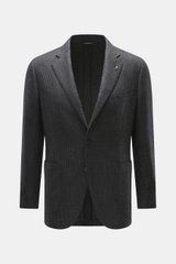 Belvest Cashmere Blazer gray/anthracite checkered shown from the front, tailored two-button style with notch lapel, classic breast pocket, patch hip pockets, rear vents, and soft cashmere fabric. Super soft material quality combines BELVEST in this blazer