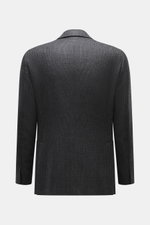 Belvest Cashmere Blazer gray/anthracite checkered shown from the back, featuring pure cashmere, soft touch, Slim Fit, tailored two-button style, notch lapel with pin, classic breast pocket, patch hip pockets, unfinished sleeve cuffs, rear side vents, two 