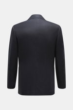 Rear view of Stile Latino Cashmere Blazer 'Leo' navy, showcasing pure cashmere, smooth feel, slim fit, half-lined design with rear side vents.