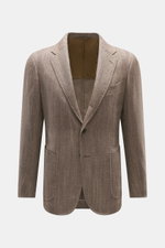 Front view of Stile Latino Blazer 'Vincenzo' beige/dark brown patterned with herringbone weave, slim fit, three-button style.

Description: The classic 'Vincenzo' blazer by STILE LATINO exudes Italian character to a high degree: the fabric made of a wool-