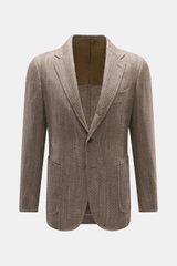 Front view of Stile Latino Blazer 'Vincenzo' beige/dark brown patterned with herringbone weave, slim fit, three-button style.

Description: The classic 'Vincenzo' blazer by STILE LATINO exudes Italian character to a high degree: the fabric made of a wool-