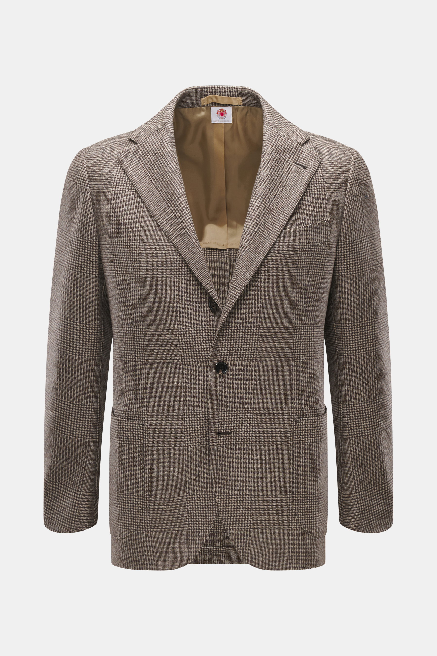 Front view of the Borrelli Blazer 'Procida' beige/dark brown checkered slim fit with notched lapel and classic breast pocket.

Description: 
<p>A perfect essential for the next dinner with friends or the upcoming meeting: With the 'Procida' blazer by BORR