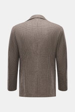 Rear view of Borrelli Blazer 'Procida' beige/dark brown checkered made of pure virgin wool with classic Glen check, photographed from the back.

Description: A perfect essential for the next dinner with friends or the upcoming meeting: With the 'Procida' 