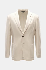 Colombo Kid Cashmere Blazer 'Robert' cream shown front view, unconstructed slim fit, soft Yangir Cashmere, two-button, breast & patch pockets.