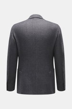 Lardini Blazer dark grey melange shown from the back, slim fit, unconstructed design, soft mix of wool, microfiber, cotton, subtle tonal Glencheck.