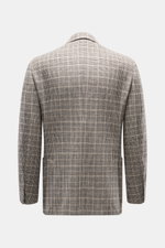 Lardini Blazer Beige/Dark Brown Checked shown from the back, slim fit, pure virgin wool, soft touch, Glencheck woven pattern, tailored two-button style, notched lapel with flower pin, classic breast pocket, patch hip pockets, unfinished sleeve ends, rear 