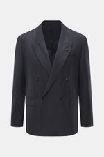 Front view of a Lardini Navy patterned blazer in pure virgin wool with structured woven pattern, Slim Fit, notch lapel, double-breasted two-button style, classic breast pocket, hip pockets with flap, unfinished sleeve cuffs, rear side vents, half lined, a