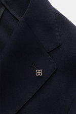 Close-up front angle of the Tagliatore Cashmere Sakko 'Monte Carlo' navy showing the textured fabric, lapel, and signature pin detail.