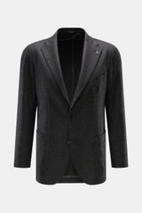 Front view of Tagliatore Dark Grey Melange Blazer in fine wool with cashmere, slim fit, two-button, notched lapel, patch hip pockets.

Description: <p>The unconstructed craftsmanship made from fine wool with cashmere makes this blazer by TAGLIATORE an exc