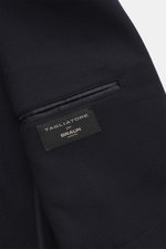 Close-up inside view of Tagliatore Cashmere Blazer dark navy showing soft pure cashmere fabric, inner pocket with brand label, and tailored finish.