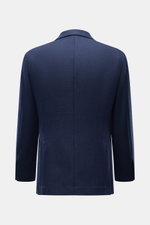 Brunello Cucinelli Sakko navy meliert Rückansicht, reine Schurwolle, weicher Griff, Slim Fit, taillierter Drei-Knopf-Stil, halb gefüttert, Seitenschlitze.