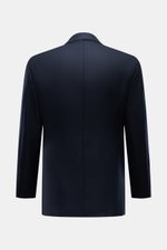 Luigi Bianchi Sakko navy Rückansicht, Slim Fit, reine Schurwolle, zweireihiger Drei-Knopf-Stil, halb gefüttert, Seitenschlitze, Ärmelabschlüsse unfertig.