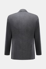 Luigi Bianchi Sakko dunkelgrau meliert, Rückansicht, zweireihig, Slim Fit, Panama Schurwolle, halb gefüttert, Seitenschlitze, weicher Griff, Handwerkskunst.