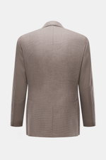 Rückansicht des Luigi Bianchi Sakko taupe aus reiner Schurwolle in Panama, Slim Fit, halb gefüttert mit Seitenschlitzen, handwerklich gefertigt.