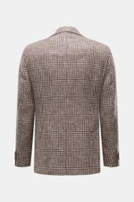 Luigi Bianchi Sakko dunkelbraun/beige kariert, Rückansicht, Prince-of-Wales-Muster, Slim Fit, Schurwoll-Alpakamix, fallendes Revers, halb gefüttert.