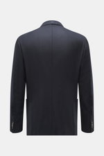 Agnona Cashmere Blazer dark navy melange shown from the back, pure cashmere, very soft touch, slim fit, tailored two-button style, notched lapel, classic breast pocket, patch hip pockets, kissing buttons, rear side vents, unstructured design, two inner po