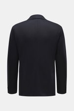 Rear view of Brioni Jersey blazer navy in finest jersey quality of cashmere and silk, slim fit with unconstructed design and leather collar trim.