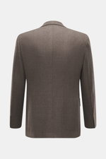 Brioni Sakko 'Ravello' graubraun meliert, reine Schurwolle, Slim Fit, taillierter Zwei-Knopf-Stil, Rückansicht mit fallendem Revers.