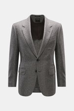 Zegna Sakko 'Couture' anthrazit/grau kariert, Slim Fit, Glencheck-Karo, Cashmere-Seide, tailliert, fallendes Revers, frontale Nahaufnahme