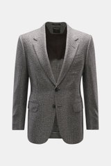 Zegna Sakko 'Couture' anthrazit/grau kariert, Slim Fit, Glencheck-Karo, Cashmere-Seide, tailliert, fallendes Revers, frontale Nahaufnahme